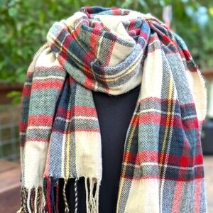Big Super Soft Plaid Scarf with Fringe